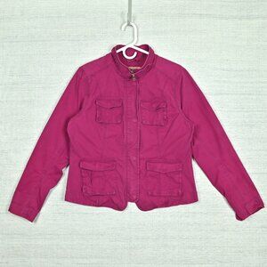 Eddie Bauer 70s 90s Retro Biker Moto Wind Resistant Purple Denim Jean Jacket L